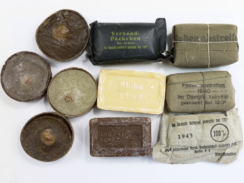 German WW2 Soap, Bandage and Candle Lot #3747