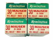 Show product details for 30 Mauser Ammunition Lot Remington 4 Boxes #4855